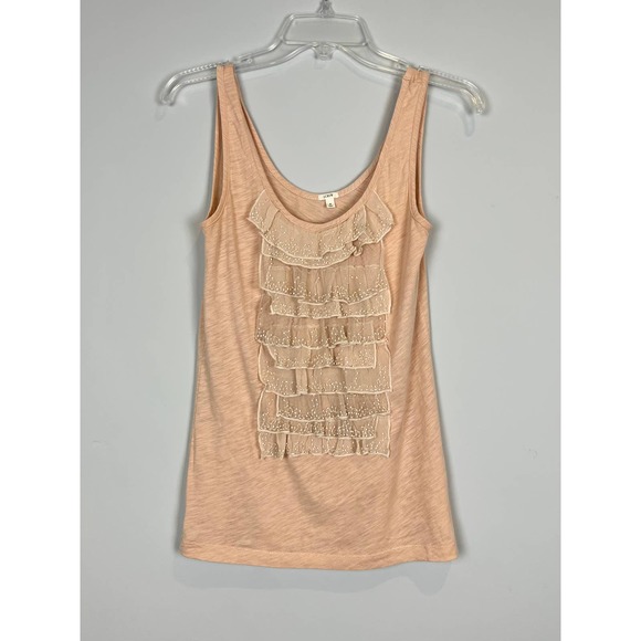 J.Crew blush/peach lace front t-shirt Sz. S - Picture 6 of 6